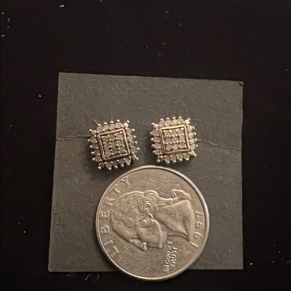 DIAMOND 925 STERLING SILVER SIGNED EARRINGS - Picture 4 of 6